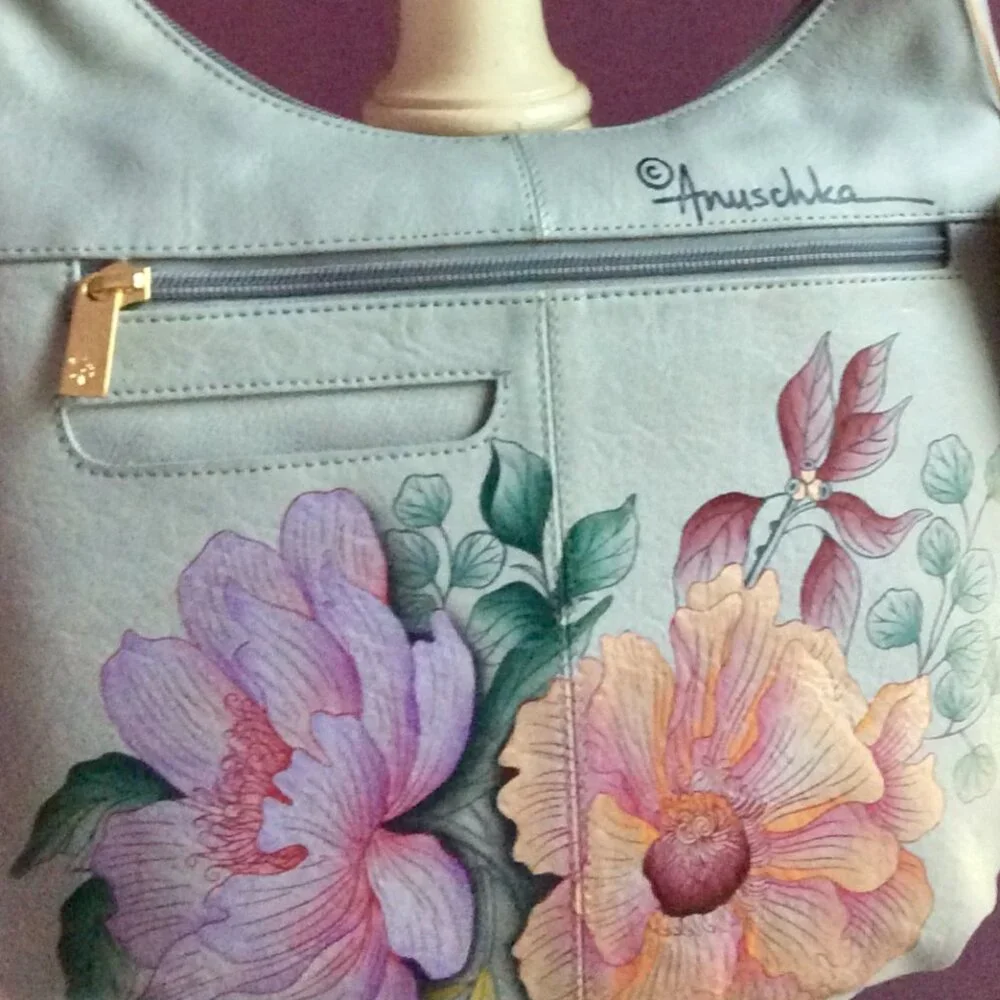 Brand New Gorgeous Anuschka Genuine Leather Hobo in Bel Fiori design - Picture 11 of 11